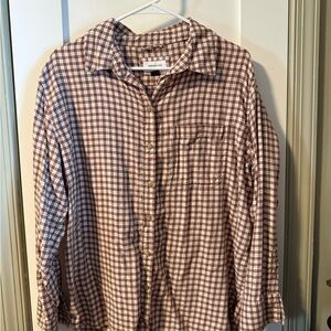 American Eagle Outfitters Brown Checkered Women's Button Down Shirt